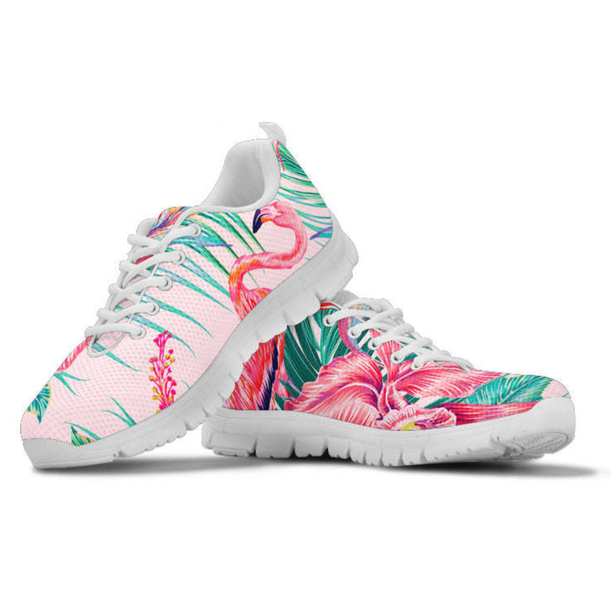 Flamingo Tropical Flower Sneakers The World's #1 Flamingo Shop