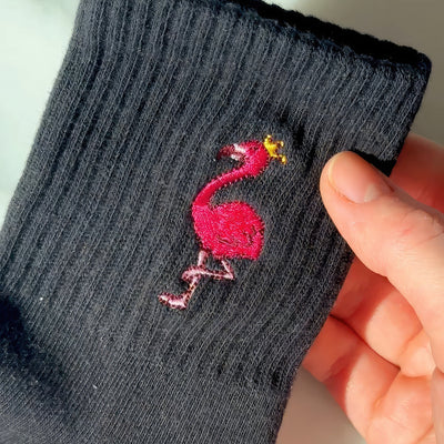 black flamingo socks