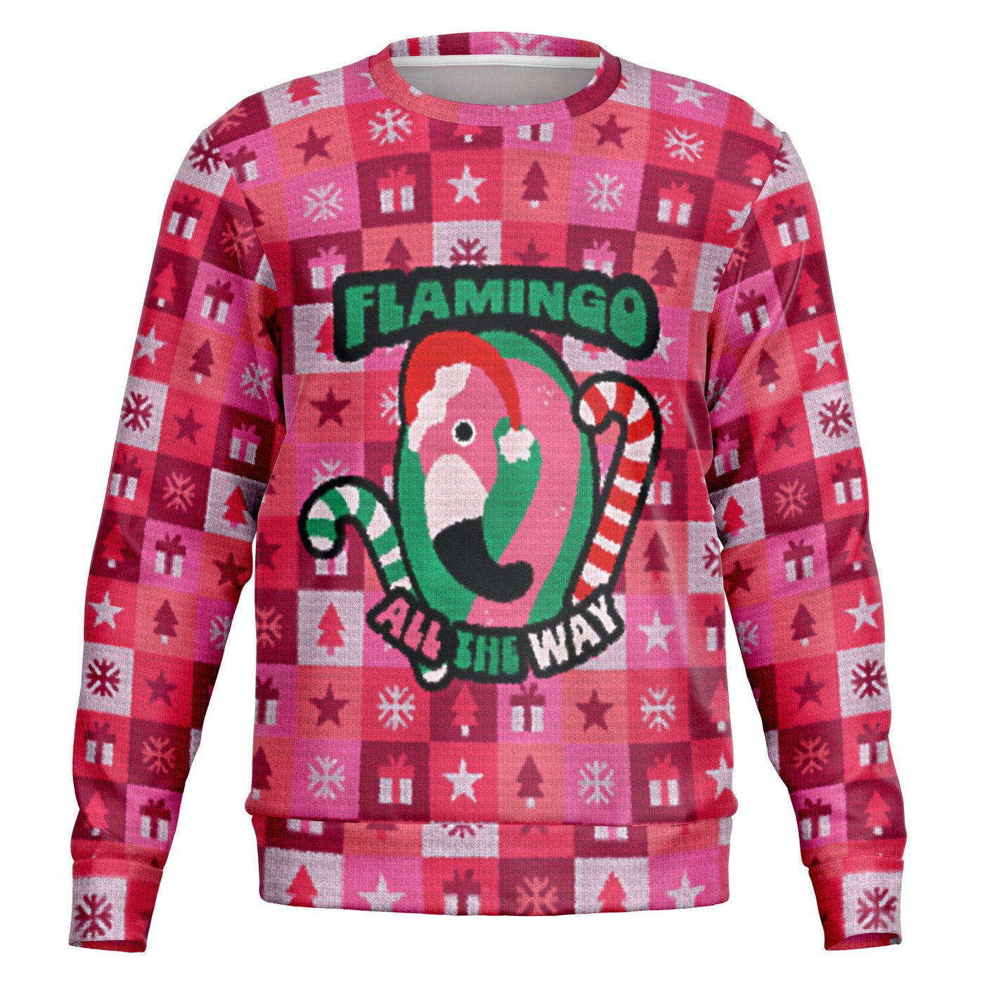 Flamingo All The Way Ugly Christmas Sweatshirt