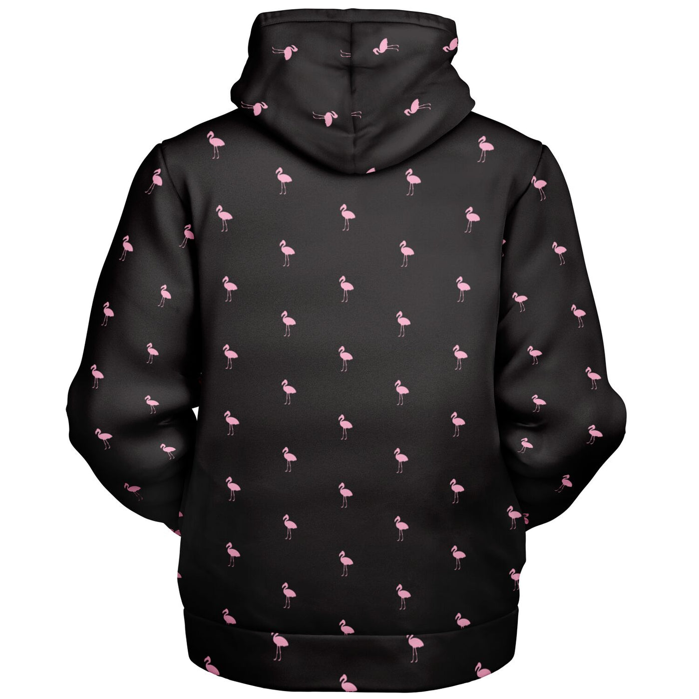 Black Classic Flamingo Zip-Up Hoodie