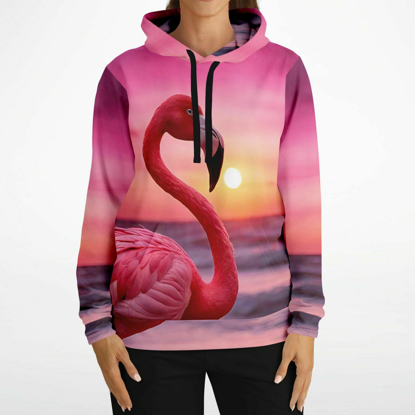 Flamingo Pink Sunset Pullover Hoodie
