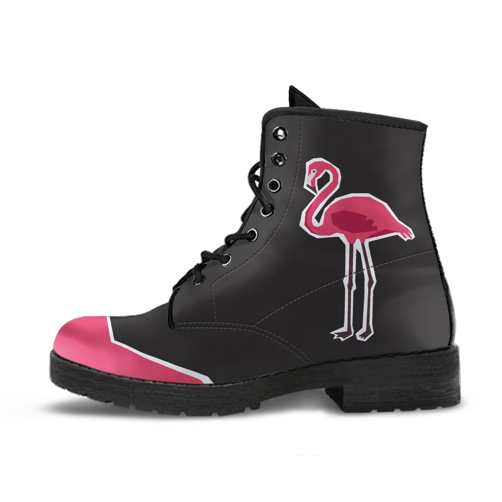 pink flamingo leather boots