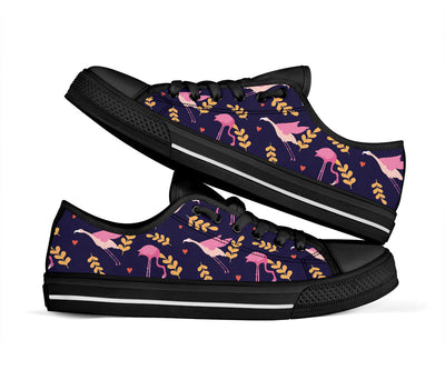 Flying Flamingo Floral Canvas Shoes