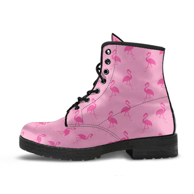Simple Pink Flamingo Leather Boots
