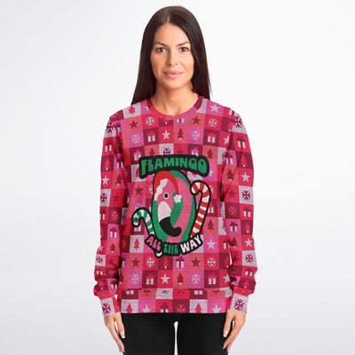 Flamingo All The Way Ugly Christmas Sweatshirt