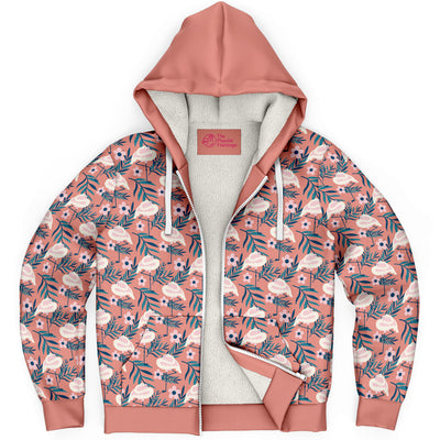 Sleepy Floral Flamingo Zip-Up Hoodie
