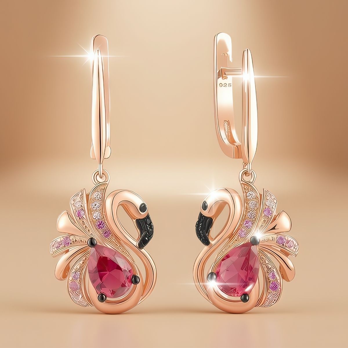 Sterling Silver Flamingo Drop Earrings