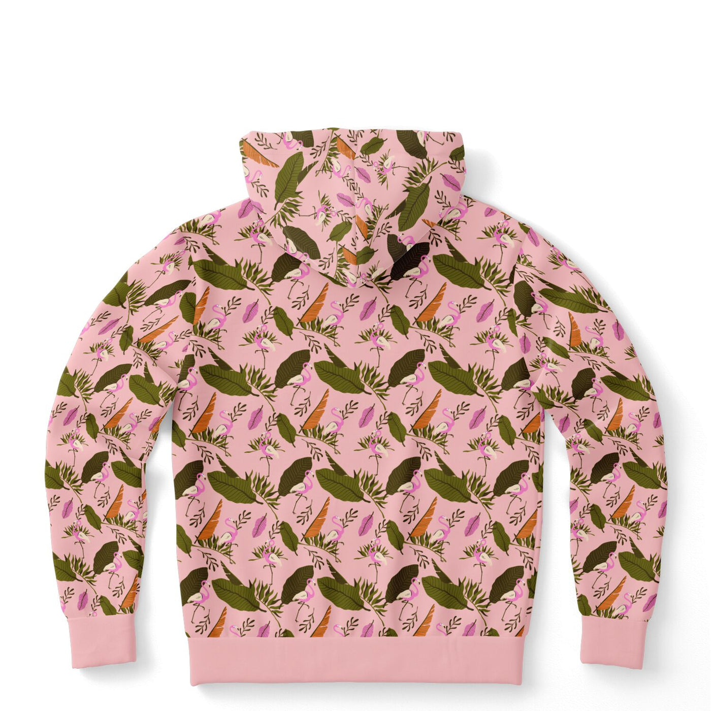 Pink Flamingo Leaf Pullover Hoodie