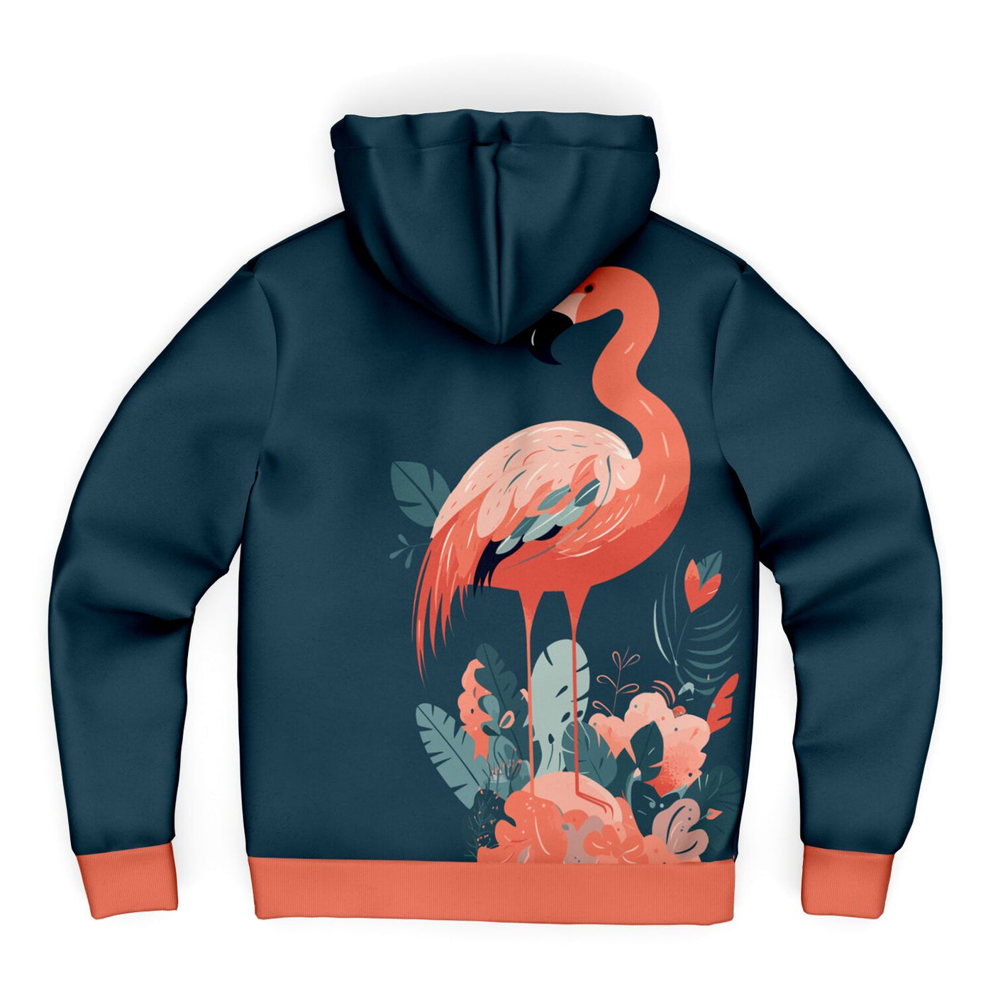 Vivid Orange Flamingo Zip-Up Hoodie