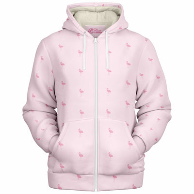 Pink Classic Flamingo Zip-Up Hoodie