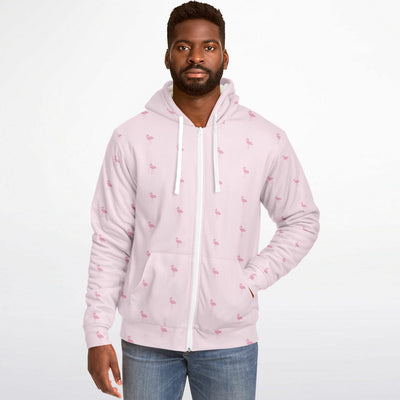 Pink Classic Flamingo Zip-Up Hoodie