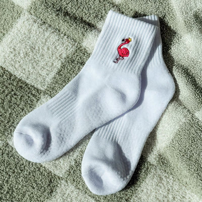 white flamingo socks