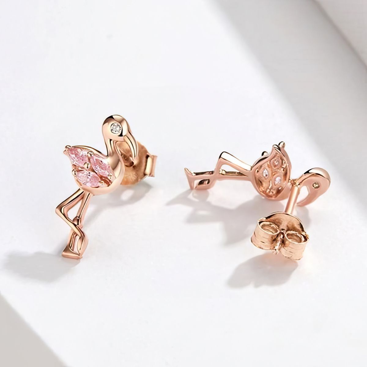 gold flamingo earrings