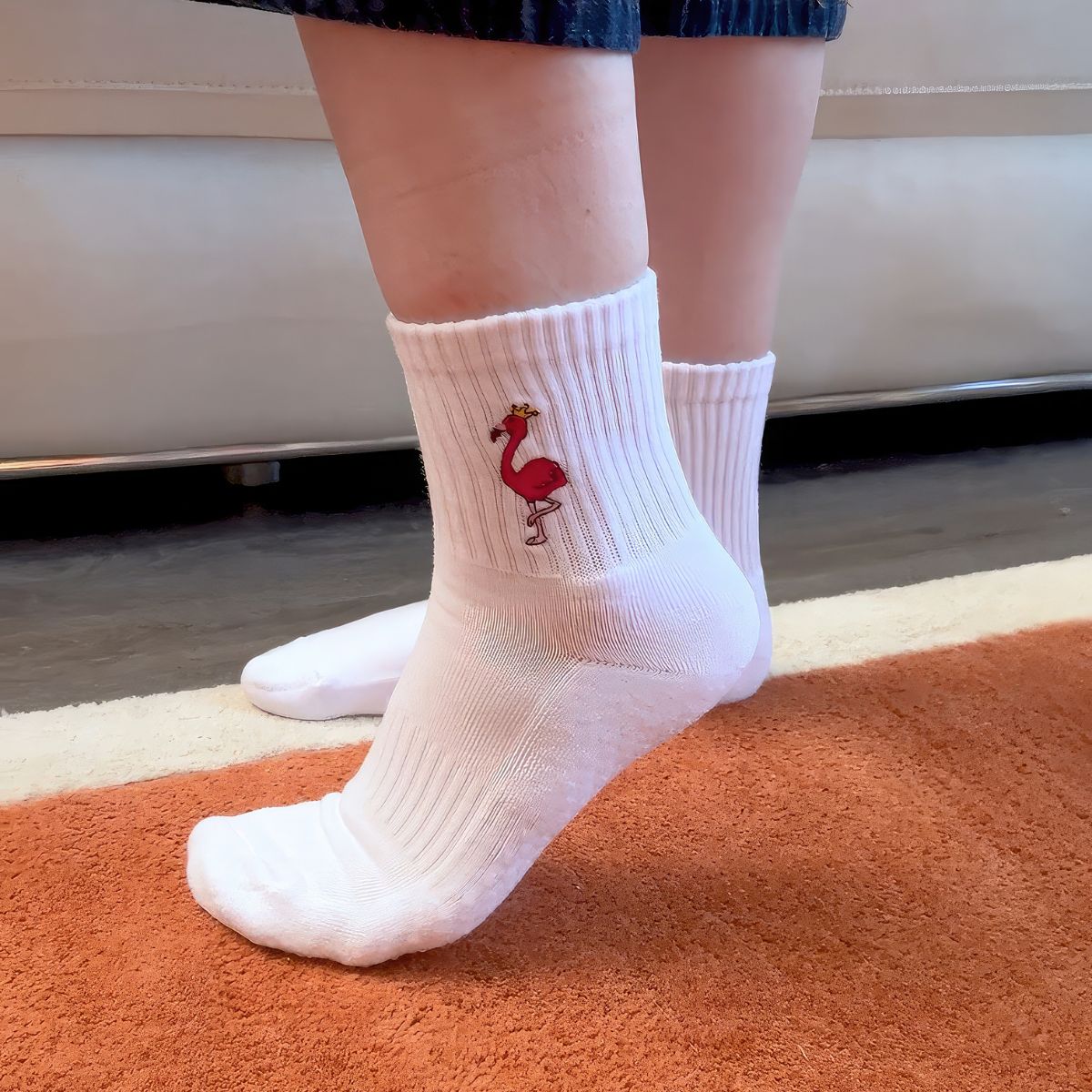 white flamingo socks