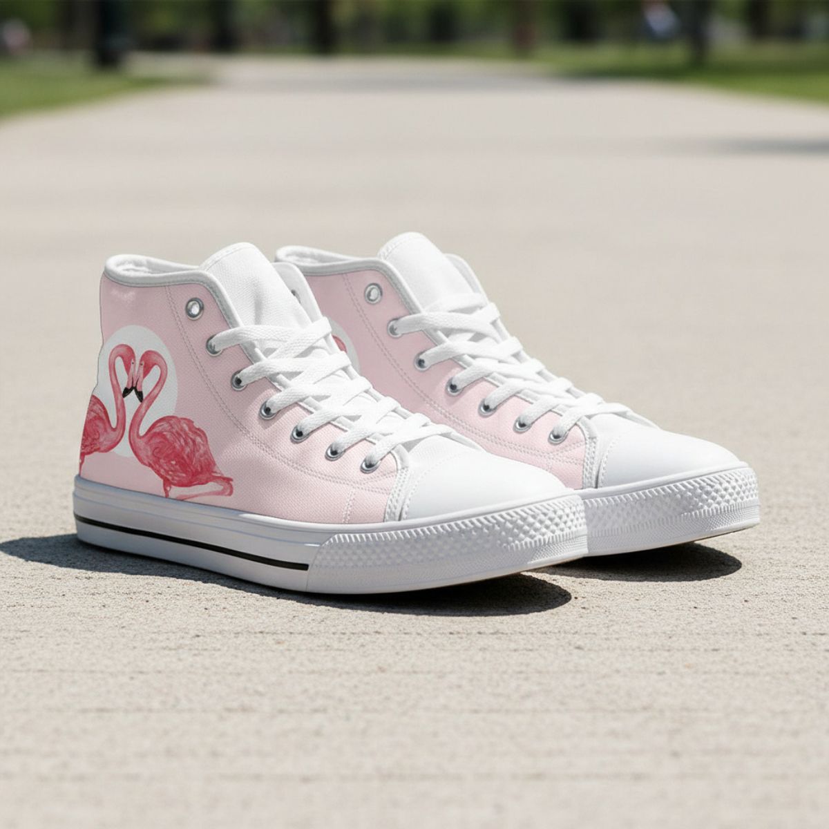 Pink Flamingo Love High Top Shoes