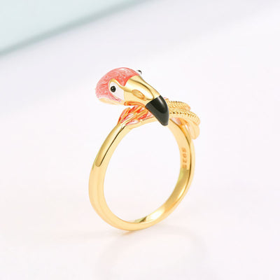 Sterling Silver Flamingo Statement Ring