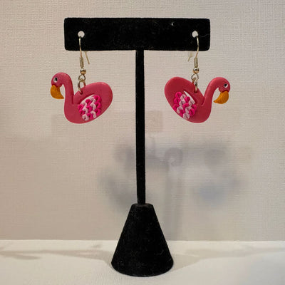 Handcrafted Flamingo Earrings by Red Leaves Studio