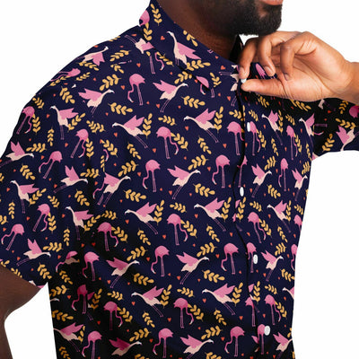 Flying Flamingo Floral Hawaiian Shirt