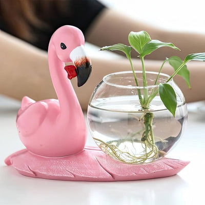 Pink Flamingo Glass Vase