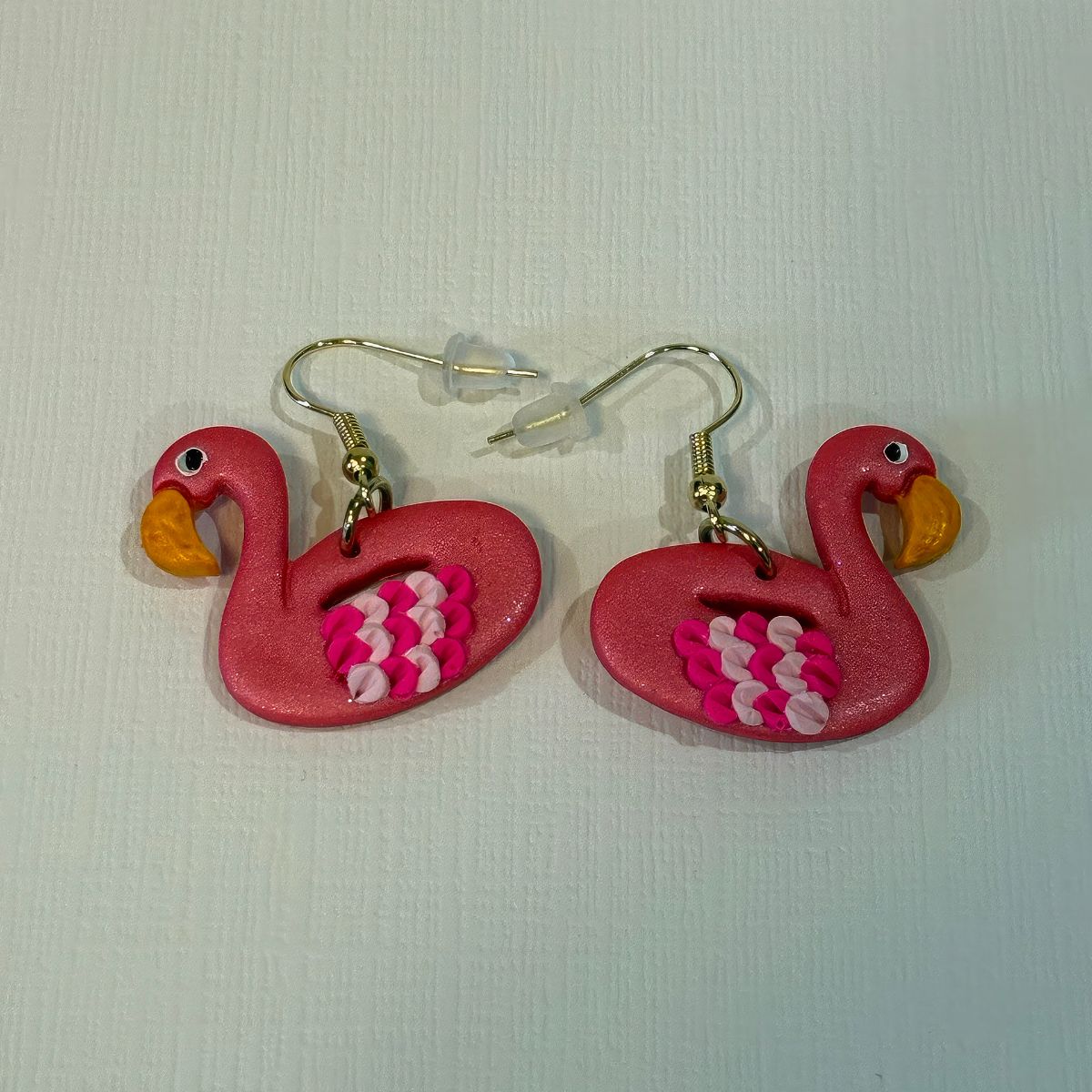 Handcrafted Flamingo Earrings by Red Leaves Studio