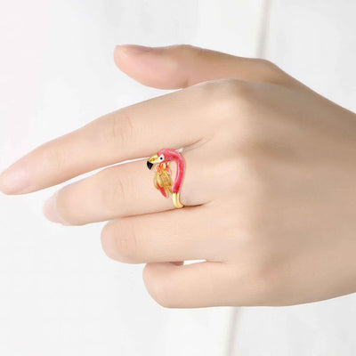 Sterling Silver Flamingo Statement Ring