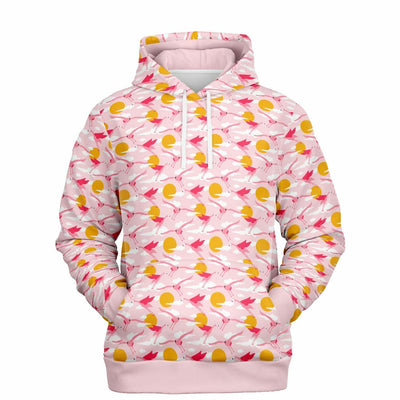 Flying Flamingo Sunset Pullover Hoodie