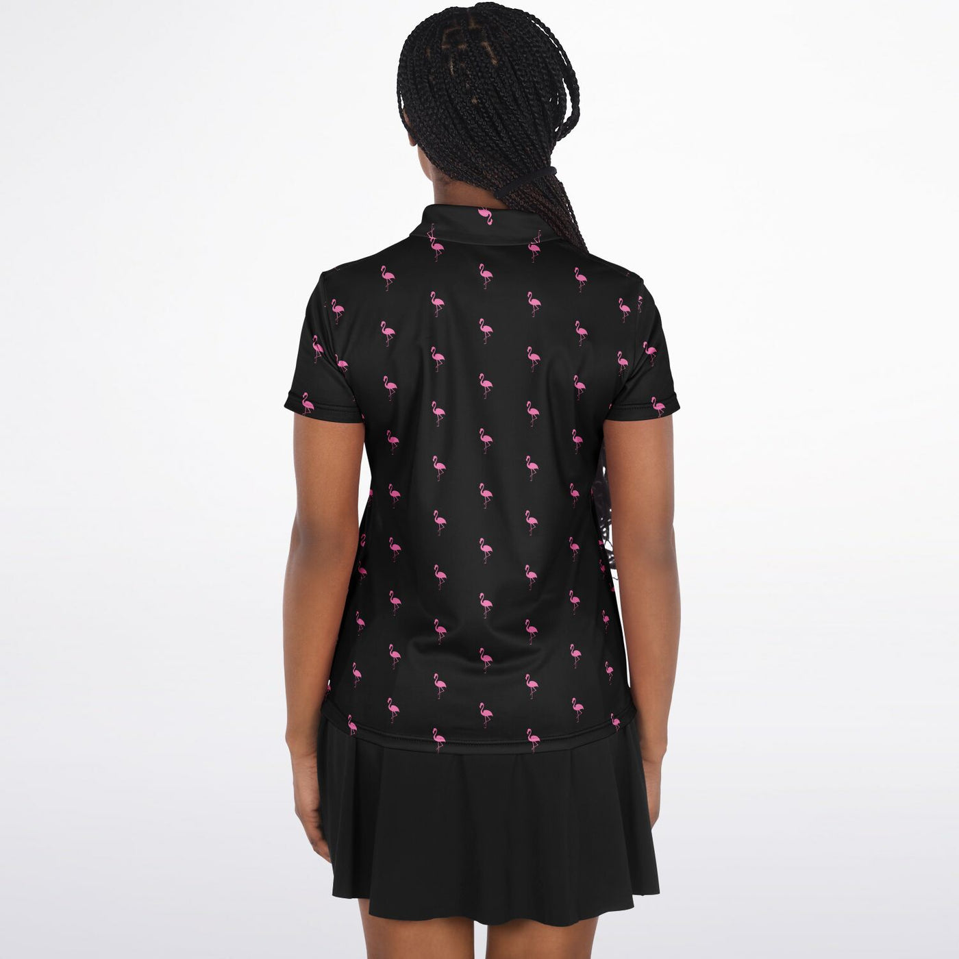 Black Simple Flamingo Polo Shirt