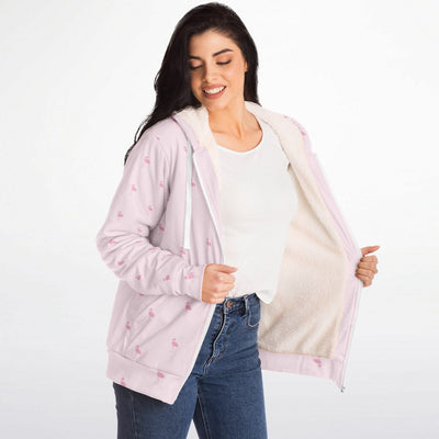 Pink Classic Flamingo Zip-Up Hoodie