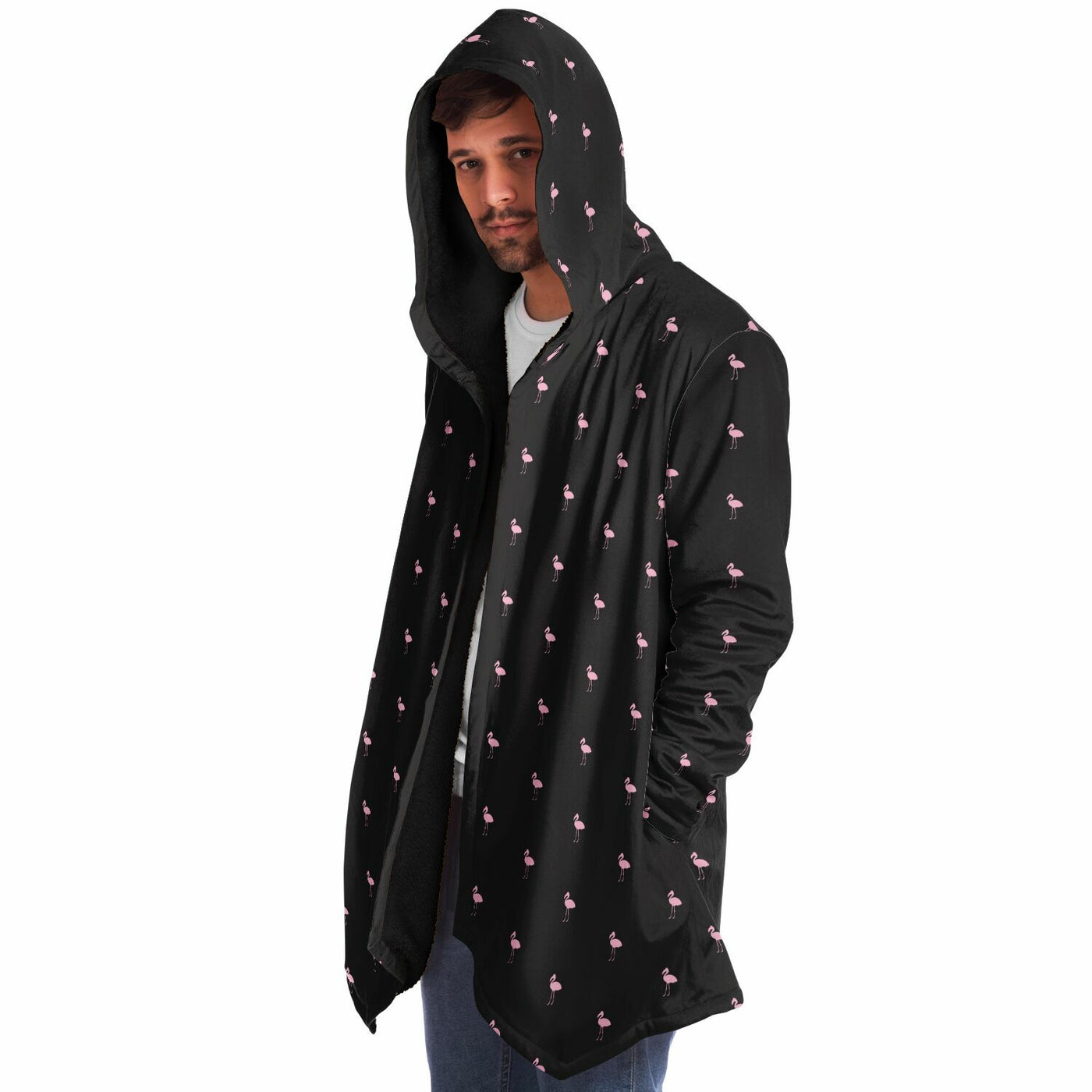 Black Classic Flamingo Cloak Hoodie