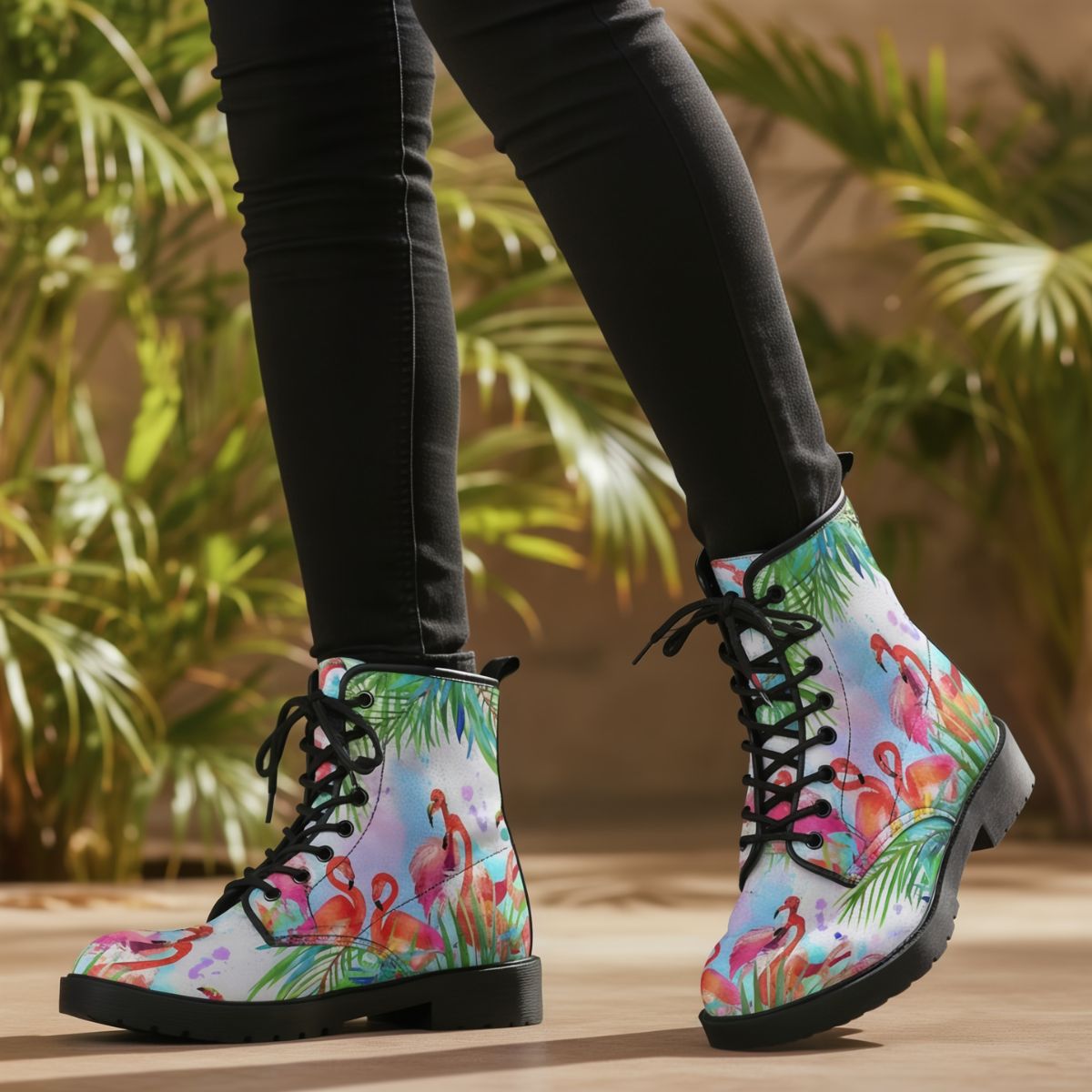 Tropical Flamingo Leather Boots