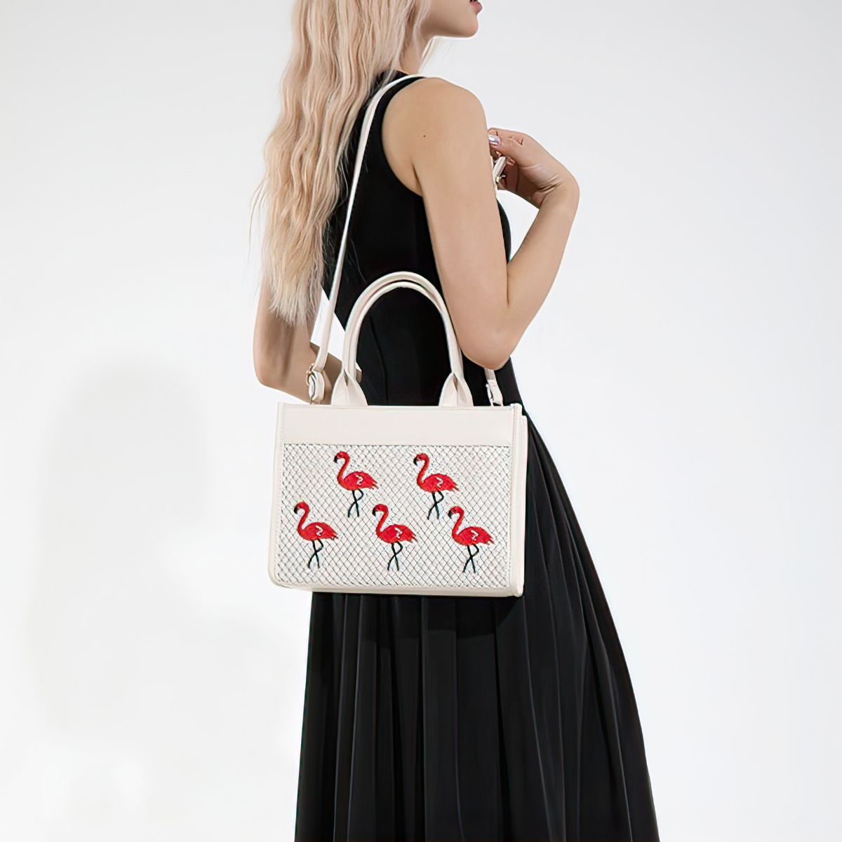 white flamingo purse