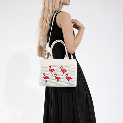 white flamingo purse
