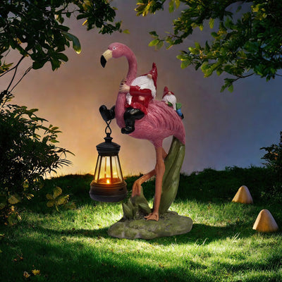 Flamingo Gnome Outdoor Lantern