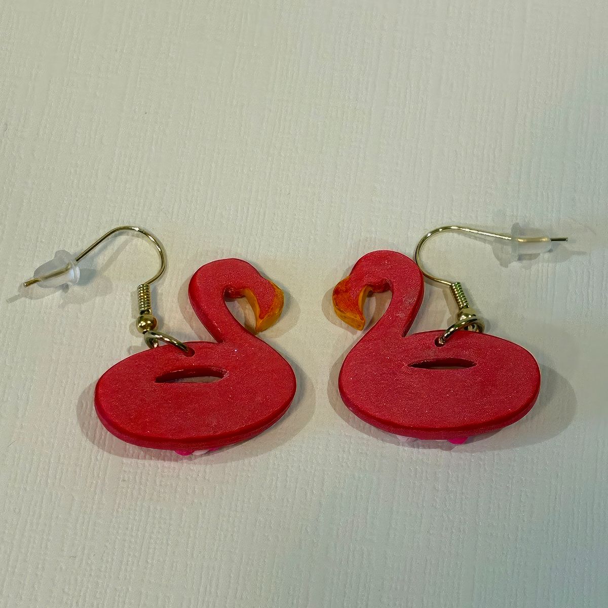 Handcrafted Flamingo Earrings by Red Leaves Studio