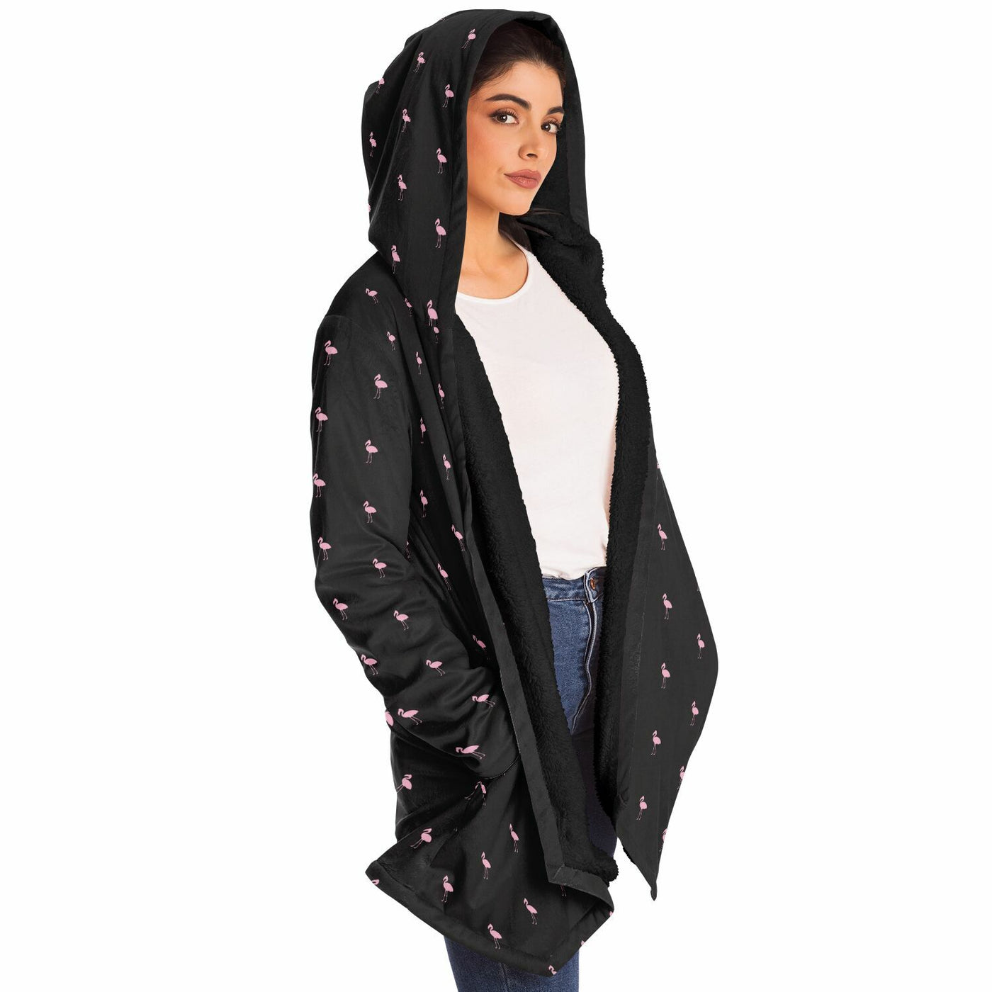 Black Classic Flamingo Cloak Hoodie