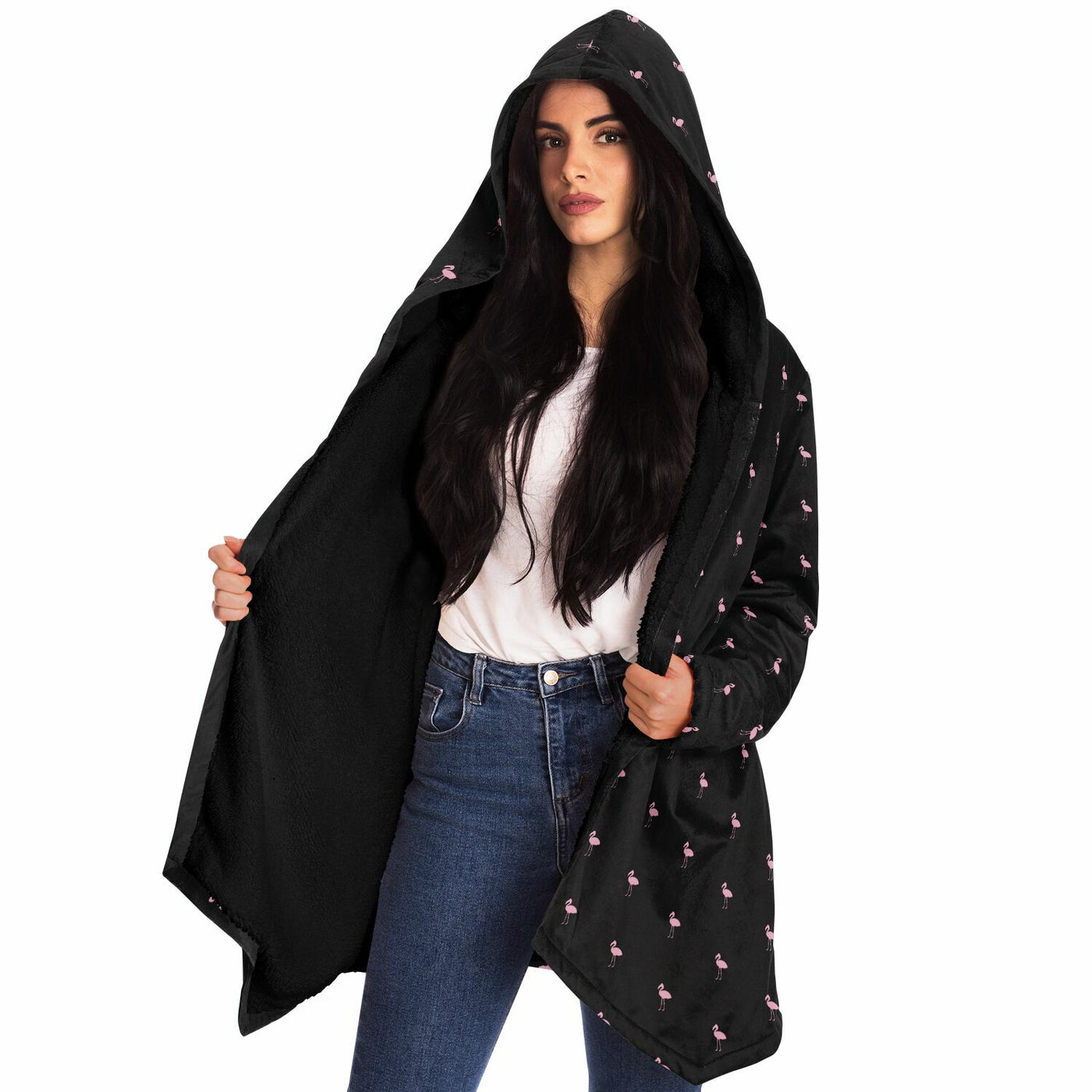 Black Classic Flamingo Cloak Hoodie