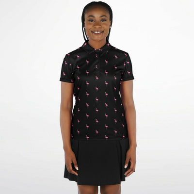 Black Simple Flamingo Polo Shirt