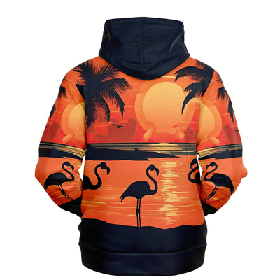 Flamingo Silhouette Sunset Pullover Hoodie