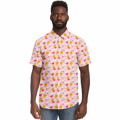 Flying Flamingo Sunset Hawaiian Shirt