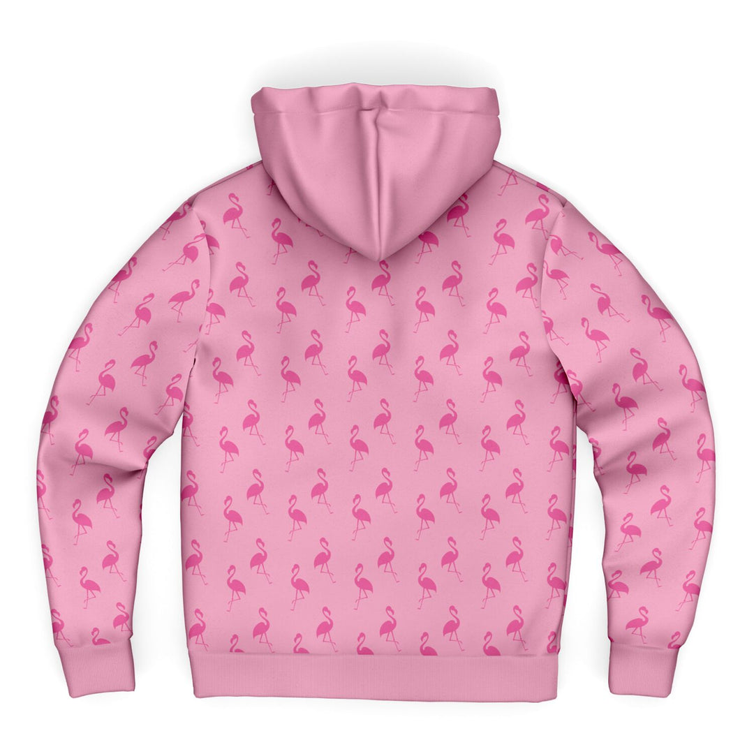 Simple Pink Flamingo Zip-Up Hoodie The Popular Flamingo