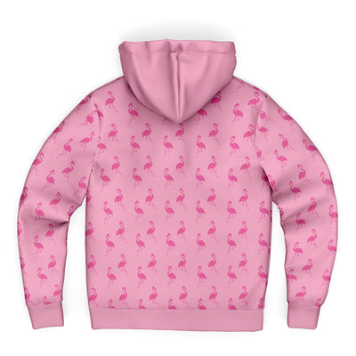 Simple Pink Flamingo Zip-Up Hoodie