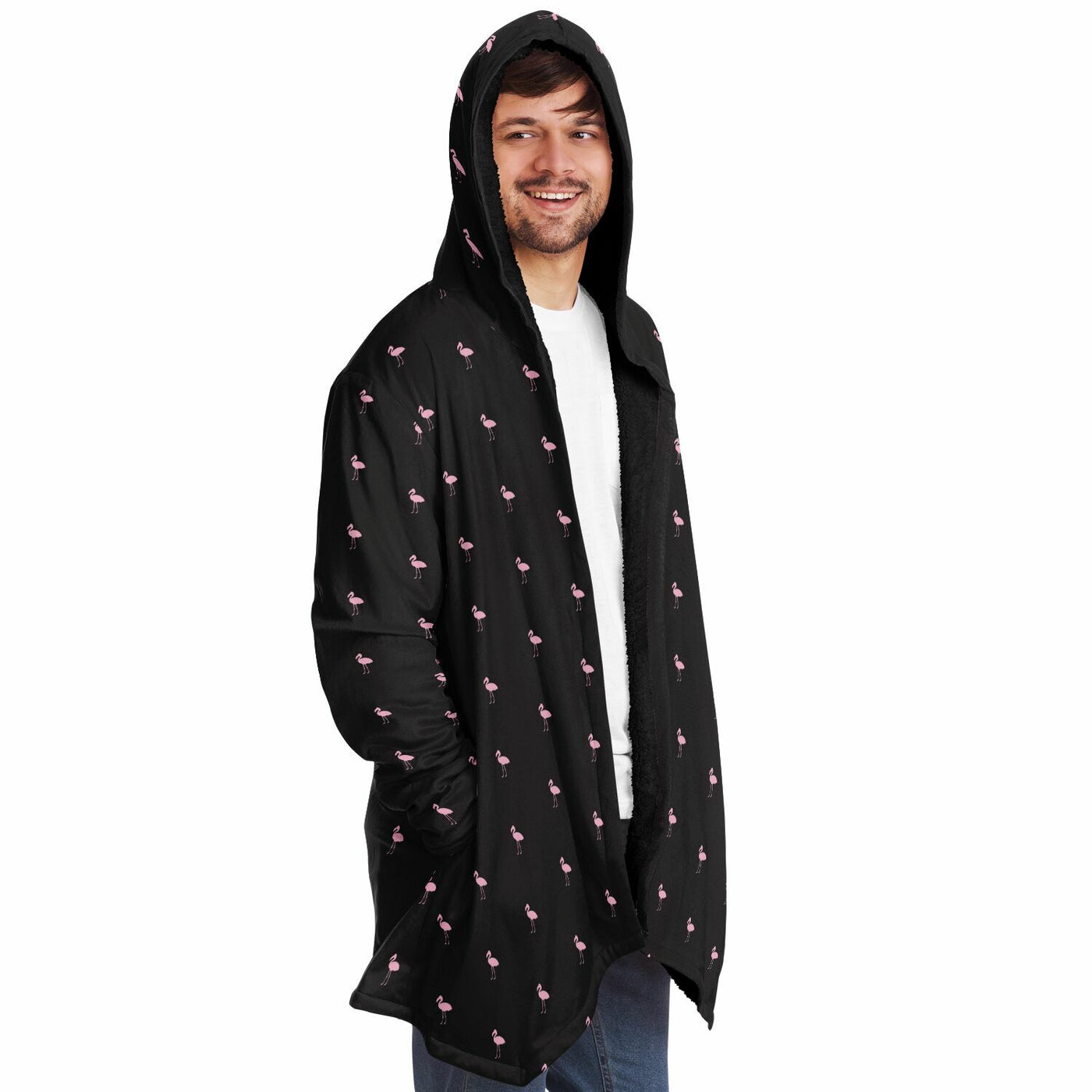 Black Classic Flamingo Cloak Hoodie