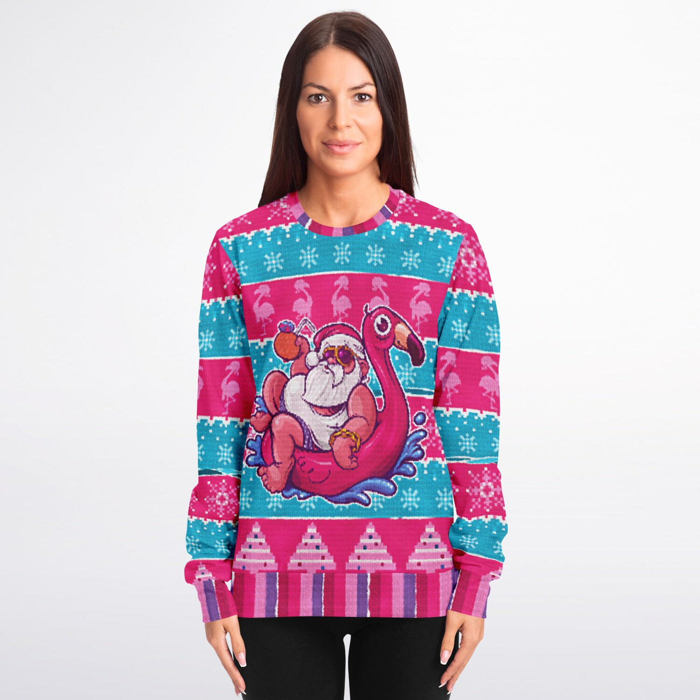 Relaxin' Santa Flamingo Ugly Christmas Sweatshirt