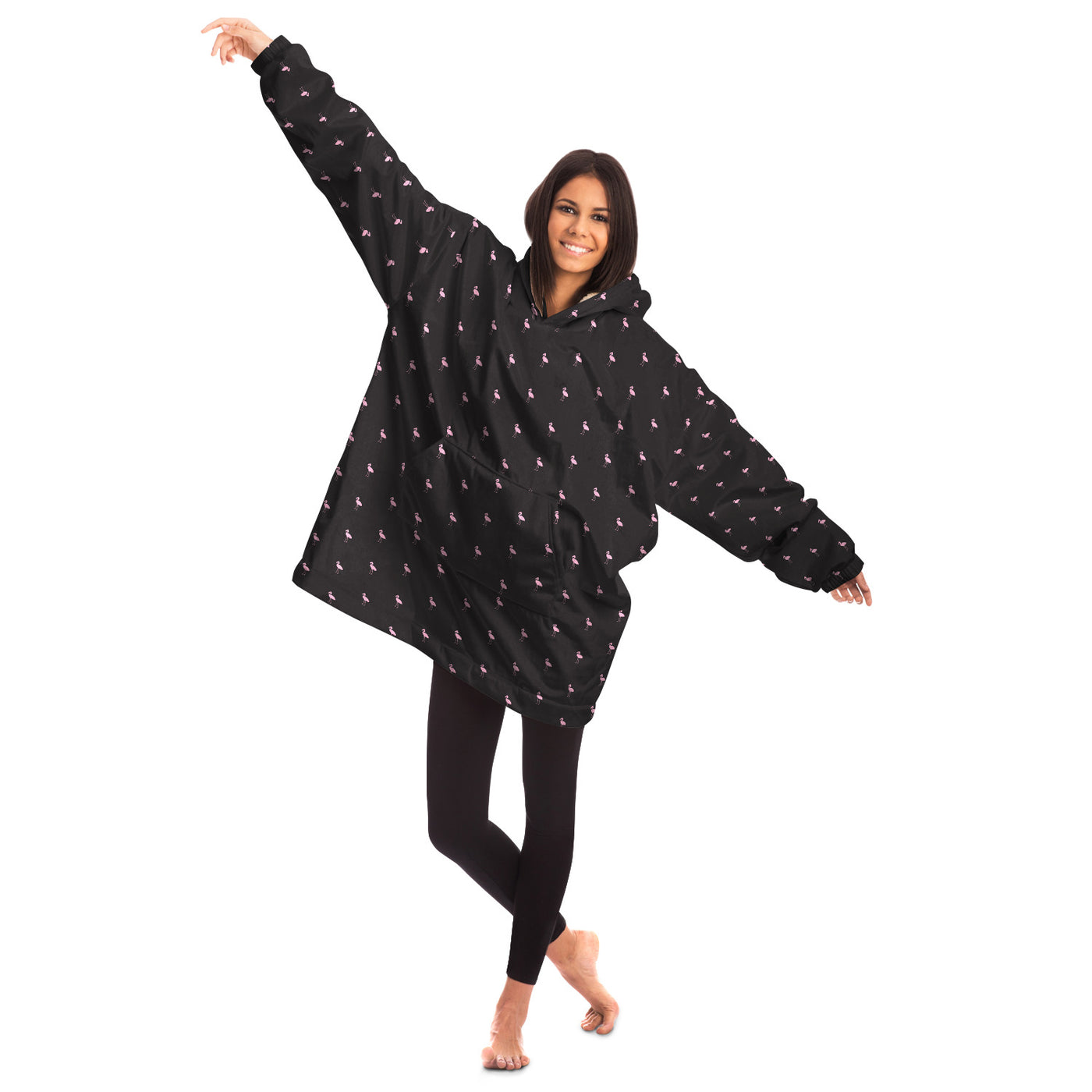 Black Classic Flamingo Snug Hoodie