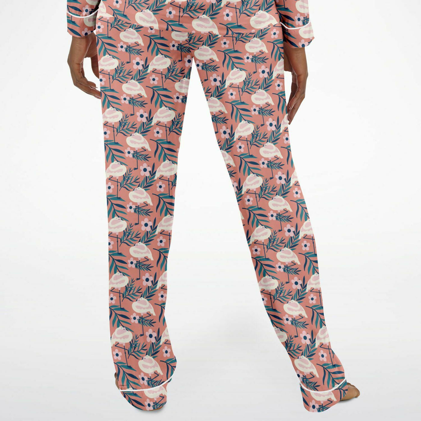 Sleepy Floral Flamingo Satin Pajamas