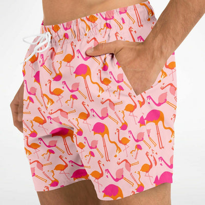 Multicolor Pink Flamingo Swim Trunks