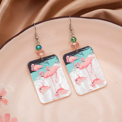 Retro Tropical Flamingo Earrings