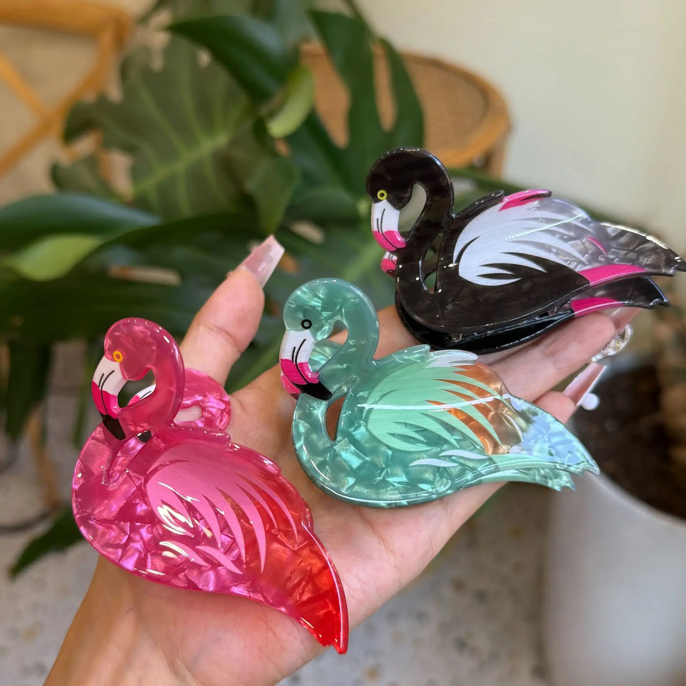 flamingo hair clips