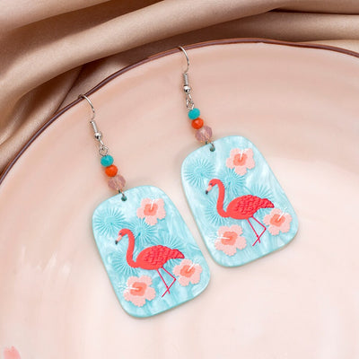 Retro Flower Flamingo Earrings