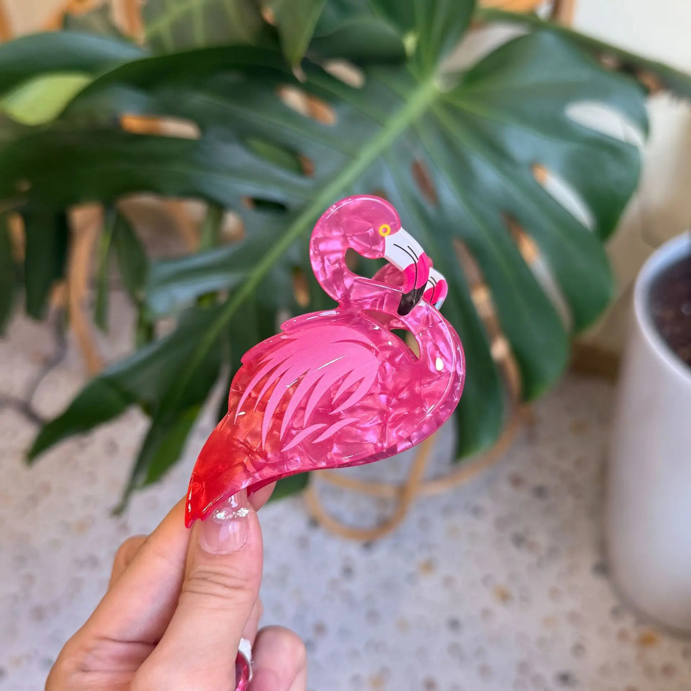 pink flamingo hair clip